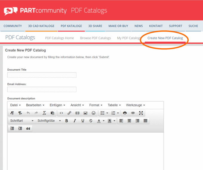 Create New PDF Catalog