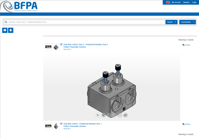Parker Component in the BFPA PARTcommunity Portal