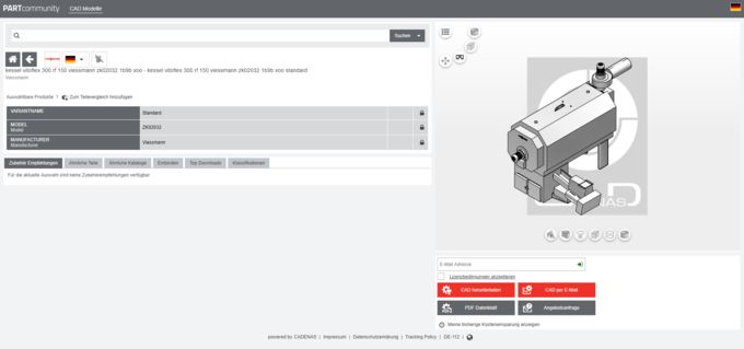 Viessmann Produkt - einzelnes 3D BIM CAD Modell auf PARTcommunity