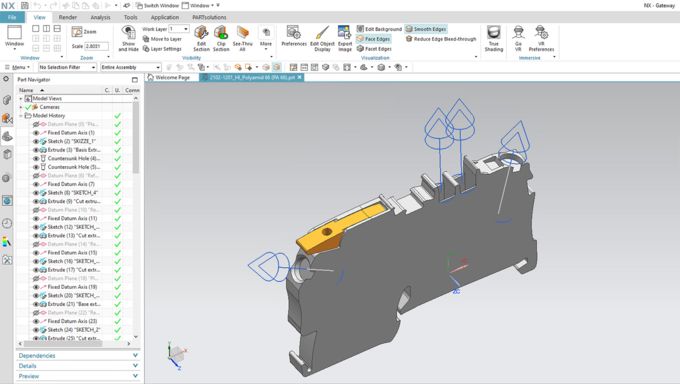 WAGO 2-Leiter-Durchgangsklemme, mit Hebel und Push-in CAGE CLAMP für CAD Konstruktion mit Informationen für die Elektroplanung
