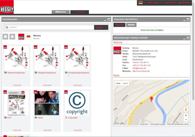 At http://bessey.partcommunity.com customers get direct access to the electronic product catalog based on CADENAS’ eCATALOGsolutions technology.