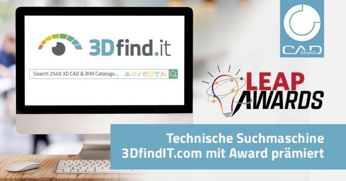 Technische Suchmaschine 3DfindIT.com von CADENAS mit LEAP Award 2020 ausgezeichnet