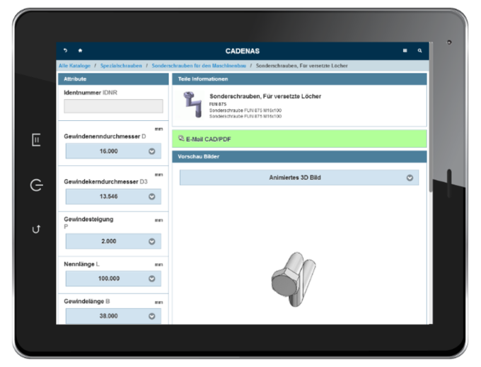 La Webapp di CADENAS indipendente dalla piattaforma è la soluzione economica per avere il proprio Catalogo Elettronico mobile