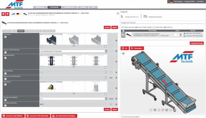 MTF Technik improves customer service and work efficiency by making the CADENAS Product Configurator available