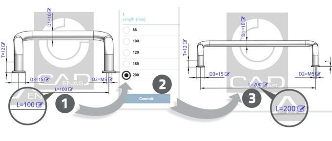 Editable dimensioning in 3D view