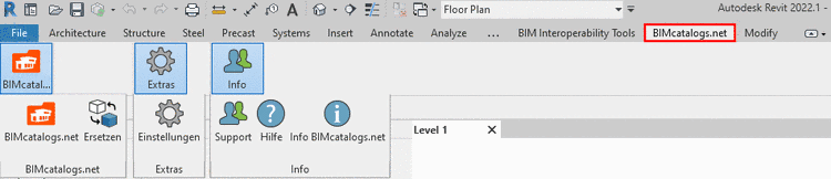 Revit with activated PARTS4CAD plugin