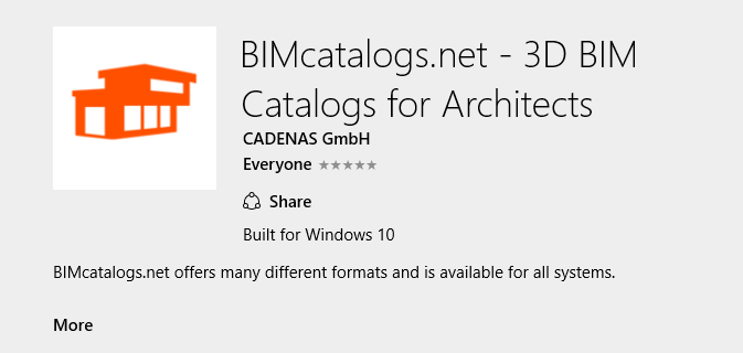 La app BIMcatalogs.net ora disponibile anche per Windows 10.