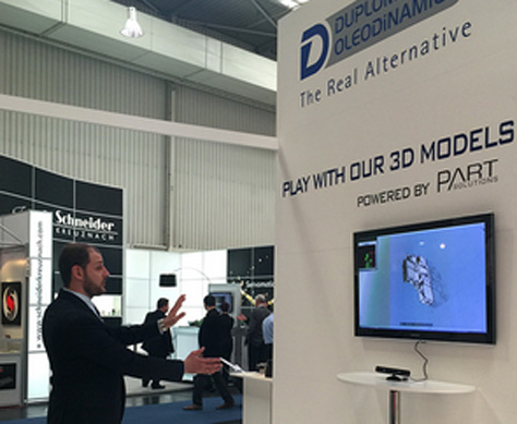 HMI 2015 – 3D CAD Modelle von Duplomatic Oleodinamica eigenhändig im Raum bewegen 