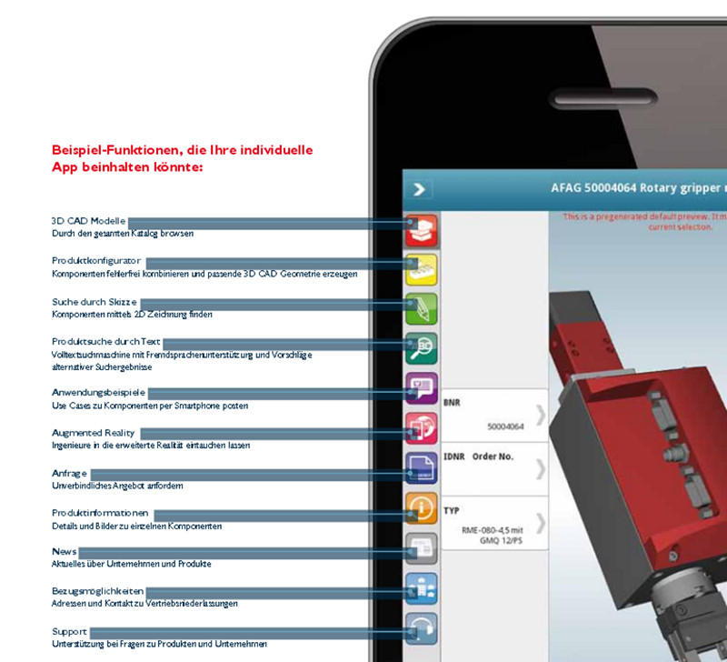 Funktionen der 3D CAD Modelle App von CADENAS