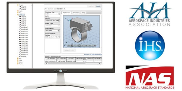 Partnerschaft zwischen IHS und CADENAS PARTsolutions LLC ermöglicht schnelle Konfiguration und Downloads von NAS- und NASM-Spanner im 3D CAD Format