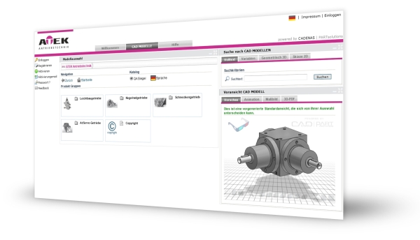 3D CAD download portal by ATEK